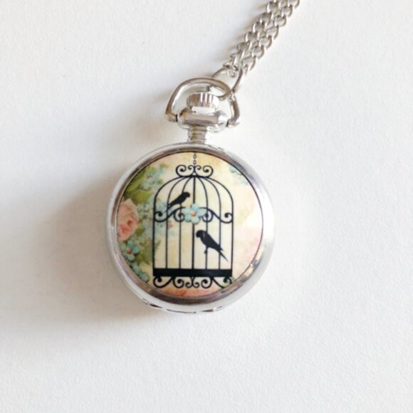 Victorian Silver Pocket Watch Pendant Necklace - Picture 2 of 6